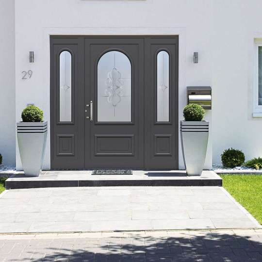 Moderne Aluminium-Haustür in Anthrazit